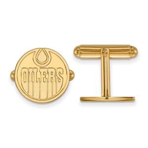 Sterling Silver 14k Yellow Gold Plated NHL Edmonton Oilers Cuff Links